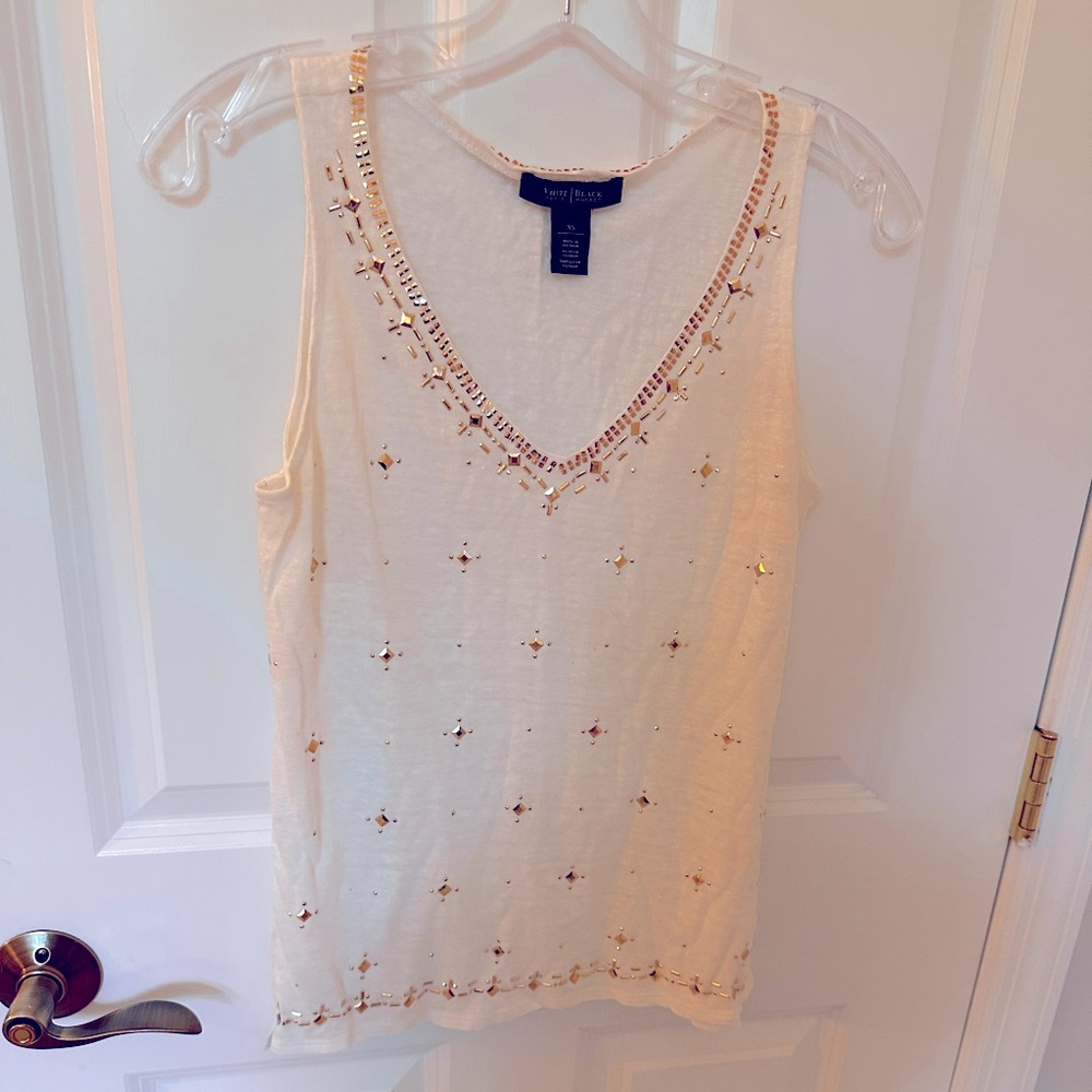 WHBM top with gold details.  Size XS.